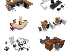精品办公室办公桌椅SU模型集 33.74MB高清设计图，打造高效办公空间