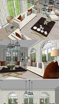 现代客厅SU模型精选 高清模板下载与设计大全